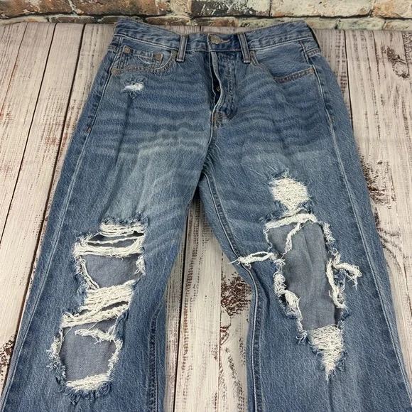 Aeropostale Destroyed button fly blue jeans Size 6 - Picture 7 of 12